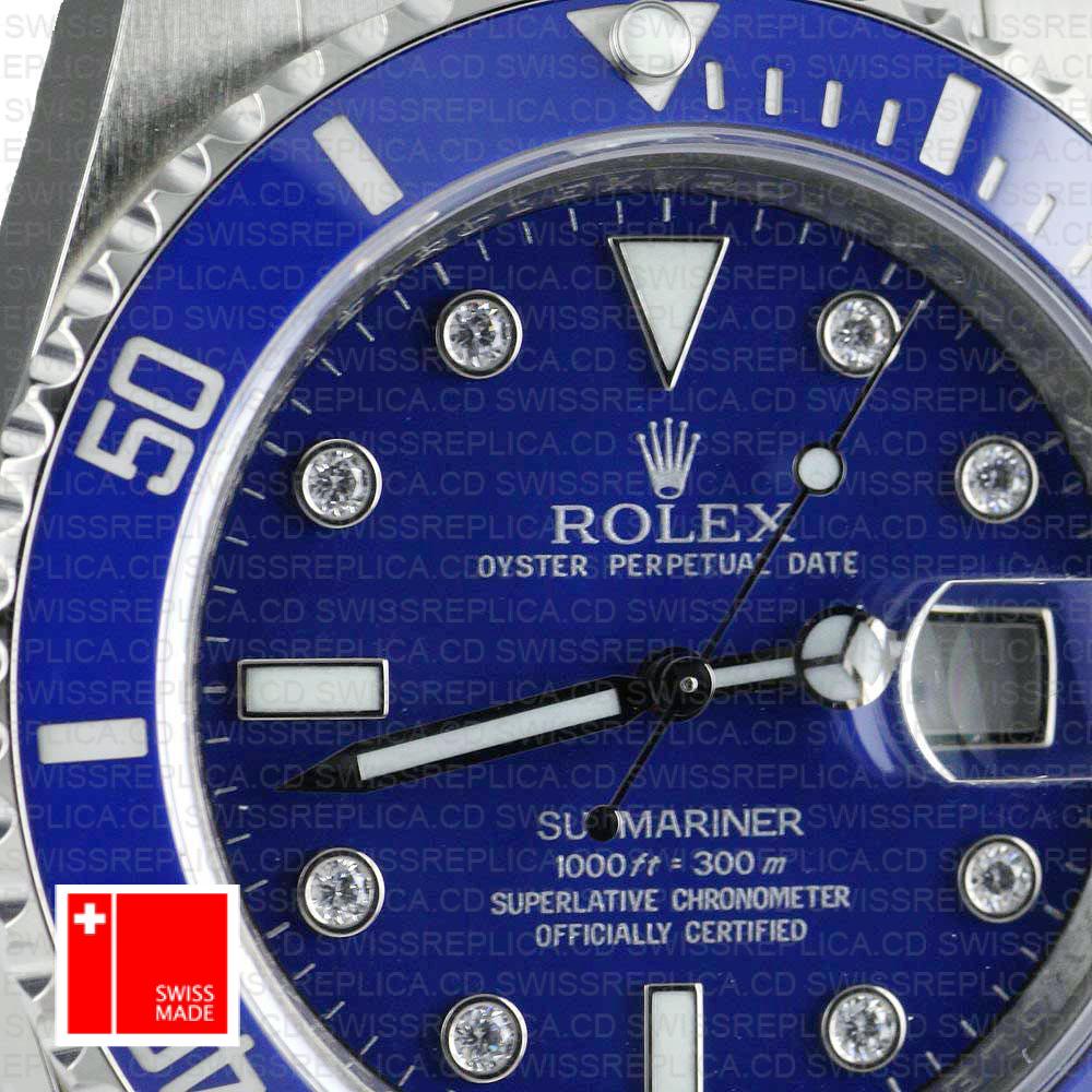 Rolex Submariner White Gold Blue Diamonds Ceramic 40mm 116619