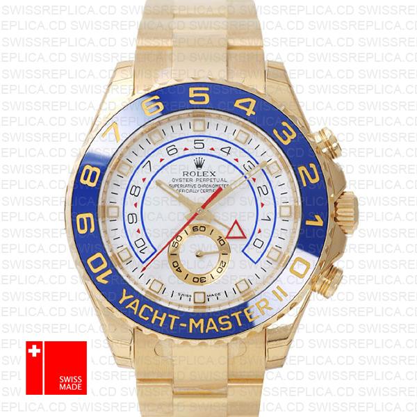 Rolex Yacht Master Ii 18k Yellow Gold White Dial Blue Ceramic Bezel 116688 44mm