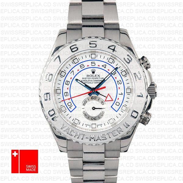 Rolex Yacht Master Ii White Dial 18k White Gold Platinum116689 44mm